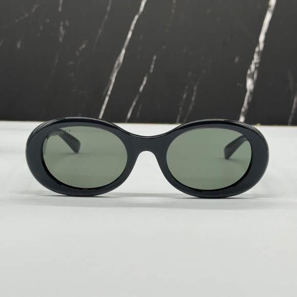 NEW GG1587S 001 GUCCI BLACK GREEN OVAL WOMEN GUCCI SUNGLASSES - Picture 4 of 12
